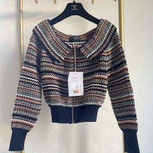 Authentic CHANEL Women's Multicolor Striped Cardigan